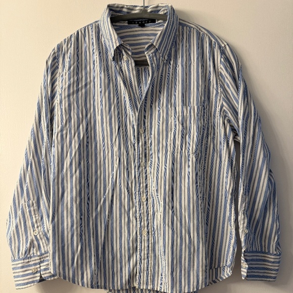 Theory Striped Cotton Button-Down Shirt – Women’s Size L - Picture 7 of 7